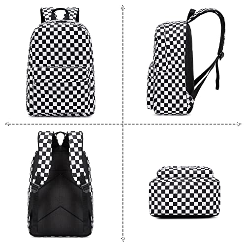 Yusudan Checkered Girls School Backpack Set, Kids Teens School Bag Bookbag with Lunch Bag Pencil Bag