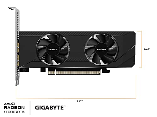 Gigabyte Radeon RX 6400 D6 Low Profile 4G Graphics Card, Low Profile Design, 4GB 64-bit GDDR6, GV-R64D6-4GL Video Card