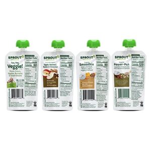 Sprout Foods CoComelon Sprout Organic Baby Food, Yes Yes Veggie, Apple Oatmeal Raisin, Peach Banana Smoothie, Kiwi Banana Spinach, Variety Pack, 3.5 Oz (Pack of 12)