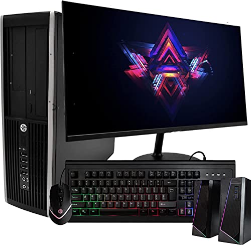 HP Elite Desktop PC Computer | Intel Quad-Core i5 | 8GB Ram | 1TB HDD | 24 Inch LCD Monitor (1080p HDMI), RGB Keyboard + Mouse | Desk Speakers | WiFi + Bluetooth | Windows 10 (Renewed)