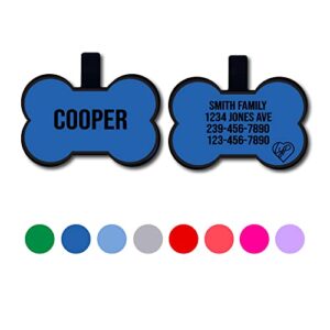 lyp soundless bone pet id tag - love your pets largest line of silicone dog id tags - no more jingling pet tags -durable - never fades – personalized, deep engraved silicone dog tag (1 tag, blue)