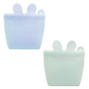 elk and friends silicone kids snack container | food grade silicone | reusable pouch | dishwasher safe | 8oz storage | 2 pack