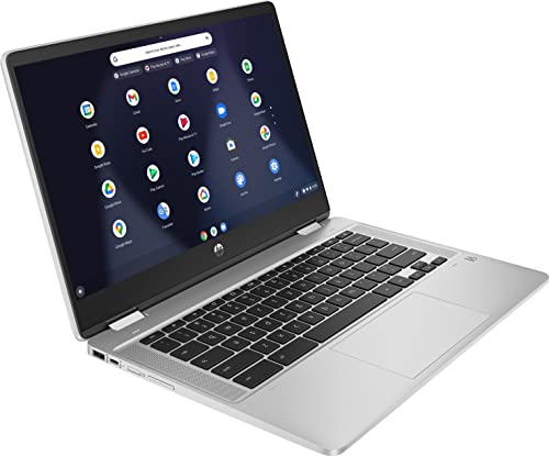 Laptop HP X360 14b in Silver Chromebook 14in HD Edge-to-Edge Touch LCD Intel Celeron 4GB DDR4 32GB eMMC WiFi Webcam BO Speakers Bluetooth Chrome OS (Renewed)… (14a)