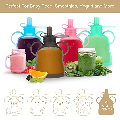 Morlike Living Refillable Silicone Baby Food Pouches, Reusable Squeeze Storage Pouch Bags with Straw for Toddlers Kids, Washable & Freezable, 4.5oz (Dark Grey, 1 Pack)