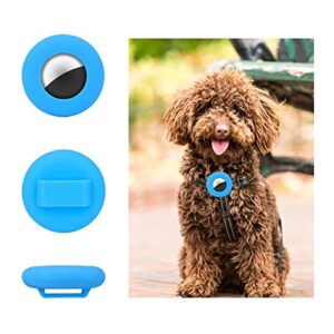 TOYMIS 2 Pcs Pet Collar Holders Compatible with AirTag, Silicone Cat Collar Holder Dog Collar Holder 3/8" Collar Tag Holders for Pets Dog Cat Children Elderly Bags (Black, Blue)