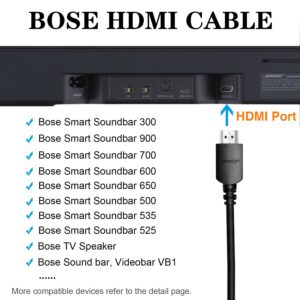 4K HDMI Cable Compatible for Bose Smart Soundbar 300, Bose Smart Soundbar 900, Bose TV Speaker, Soundbar 700, Soundbar 600/650/500/535/525, Sound bar, Videobar VB1, Bose HDMI Cable, ARC Cord (5FT)