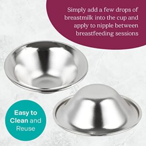 [2 Pairs] Silver Nursing Cups to Soothe Sore or Cracked Nipples - Comfy Nipple Shields for Nursing Newborn - Reusable Silver Nipple Protector for Breastfeeding - Silver Nipple Covers Breastfeeding