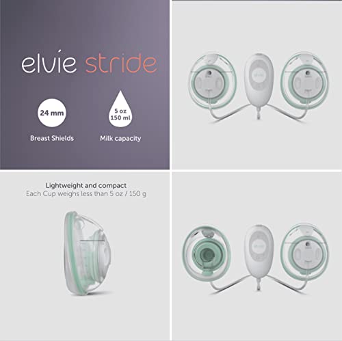 Elvie Stride Hospital-Grade App-Controlled Breast Pump | Hands-Free Wearable Ultra-Quiet Electric Breast Pump with 2-Modes 10-Settings & 5oz Capacity per Cup