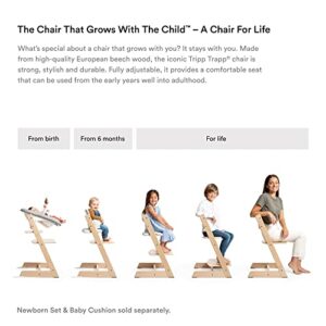 Tripp Trapp High Chair and Cushion with Stokke Tray - Walnut with Soul System - Adjustable, Convertible, All-in-One High Chair for Babies & Toddlers