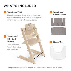 Tripp Trapp High Chair and Cushion with Stokke Tray - Walnut with Soul System - Adjustable, Convertible, All-in-One High Chair for Babies & Toddlers