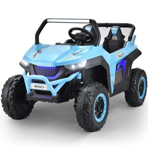 joywhale 24v 2 seater kids ride on utv car powerful electric vehicle, with 4x75w strong motors, big battery, easy-drag system, 2.4g remote control, soft braking & suspension, 2023 new model, bw-u20