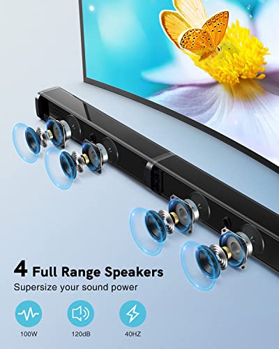 ULTIMEA Sound Bars for TV with Subwoofer Deep Bass, 2.1 TV Sound Bar, 5 EQ/Voice Clear, Bluetooth Soundbar for TV Speakers Surround Sound, TV Soundbar for PC Works w/Optical/AUX/USB, Mountable-110dB