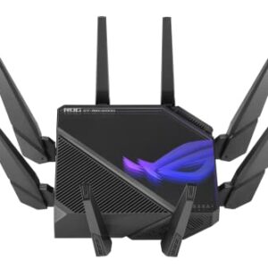 ASUS ROG Rapture GT-AXE16000 Quad-band WiFi 6E Extendable Gaming Router, 6GHz Band, Dual 10G Ports, 2.5G WAN Port, ASUS RangeBoost Plus, Triple-level Game Acceleration, VPN Fusion, AiMesh Compatible