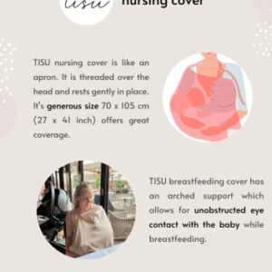 Nursing Cover for Baby Breastfeeding & Pumping | Multi Use Car Seat Stroller Cover | Breathable Soft Organic Muslin Cotton | Breast Feeding Apron & Shawl by TISU (Sand (Neutral))