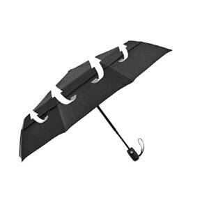 Brookstone Compact Umbrella with Flashlight for Dark Nights,Weather Resistant, Water Proof ,Light and Portable for Purse,Car,Backpack, Travel Size, Fits in Bag,Convenient & Led Flashlight, Automatic button to open and rotatable shaft handheld for easy gri
