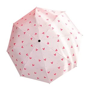 genmai soeasy kids umbrella for girls and boys,windproof umbrella compact folding travel umbrella, light portable car umbrella for rain, folding cute children umbrella,pink heart
