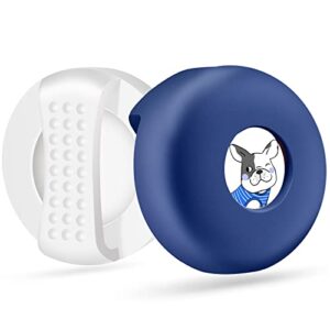 airtag dog collar holder (2 pack) with buffering dots, waterproof pet collar case for apple air tag gps tracker, air itag holder cover,fits most collars (white/blue) …