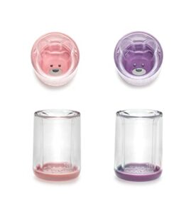 melii double-walled bear drinking cup for toddlers, kids and children (pink + purple - 2 pack)