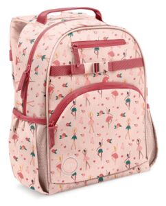 simple modern toddler backpack for school girls | kindergarten elementary kids backpack | fletcher collection | kids - medium (15" tall) | pink ballerina