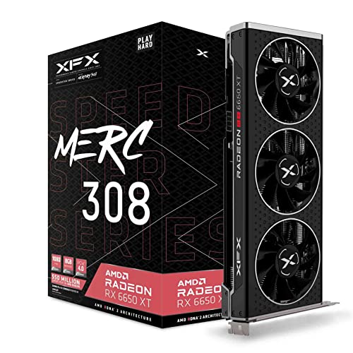 XFX Speedster MERC308 Radeon RX 6650XT Black Gaming Graphics Card with 8GB GDDR6 HDMI 3xDP, AMD RDNA 2 RX-665X8TBDY