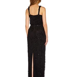 Adrianna Papell Women's Beaded Surplice Gown, Black, 8