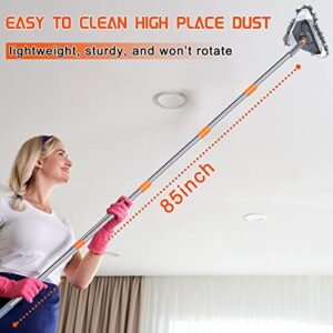 ROKOXIN 85 Inch Wall Cleaner Mop with Long Handle - Baseboard Cleaner Tool Duster for Wall Washer Cleaning Ceiling Window Floor, with Extension Pole 39" to 85", 6 Replacement Microfiber Chenille Pads