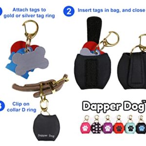 Dapper Dog Dog Tag Silencer with Gold and Silver Kwik Clips and Gold and Silver Tag Rings (Teal with Black Paw)