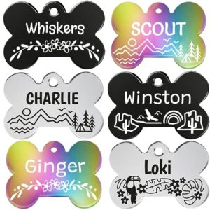gotags dog tags, personalized pet tags in stainless steel, solid brass, rainbow steel or black steel with cute custom design for dogs and cats, engraved on both sides, made in usa, heart regular