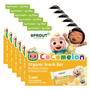 cocomelon sprout organic baby food, toddler snacks, banana snack bar 5 count (pack of 6)