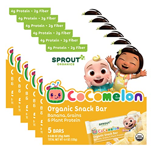 CoComelon Sprout Organic Baby Food, Toddler Snacks, Banana Snack Bar 5 Count (Pack of 6)