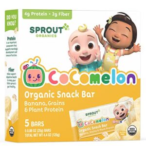 CoComelon Sprout Organic Baby Food, Toddler Snacks, Banana Snack Bar 5 Count (Pack of 6)