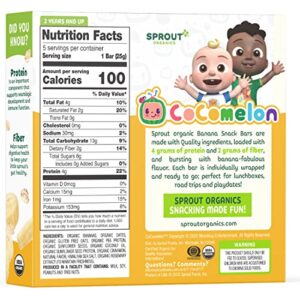 CoComelon Sprout Organic Baby Food, Toddler Snacks, Banana Snack Bar 5 Count (Pack of 6)