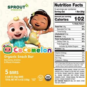 CoComelon Sprout Organic Baby Food, Toddler Snacks, Banana Snack Bar 5 Count (Pack of 6)