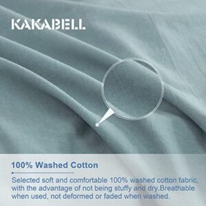 KAKABELL 100% Washed Cotton Linen Duvet Covers Set,Luxury Soft and Breathable Portable Openings 3 Piece Bedding Set,1200 Thread Count,with 8 Corner Ties 90x106 Inches(Light Blue, King)