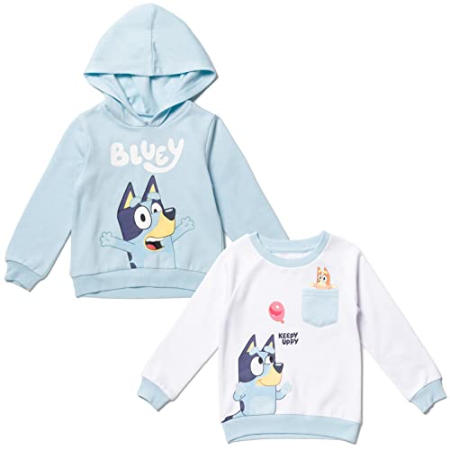 Bluey Bingo Toddler Boys Fleece Pullover Hoodie and Sweatshirt Blue/White 5T