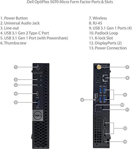 Dell Optiplex 5070 Micro MFF Desktop PC Intel i5-9500T, 16GB DDR4 New 512GB M.2 NVMe SSD, WiFi BT HDMI New KB & Mouse Windows 11 Pro (Renewed)