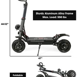 Adults Electric Scooter, Max Speed 50 MPH, 60V5600W High Power Dual Motor,Up to 50Miles Range Battery, 11 Inch Pneumatic Off-Road Tires with Detachable Seat for Daily Commuting, Off-Road