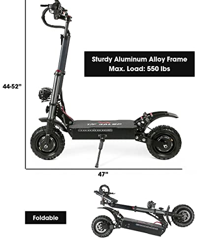 Adults Electric Scooter, Max Speed 50 MPH, 60V5600W High Power Dual Motor,Up to 50Miles Range Battery, 11 Inch Pneumatic Off-Road Tires with Detachable Seat for Daily Commuting, Off-Road