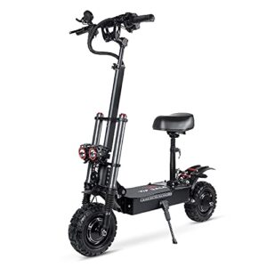 Adults Electric Scooter, Max Speed 50 MPH, 60V5600W High Power Dual Motor,Up to 50Miles Range Battery, 11 Inch Pneumatic Off-Road Tires with Detachable Seat for Daily Commuting, Off-Road