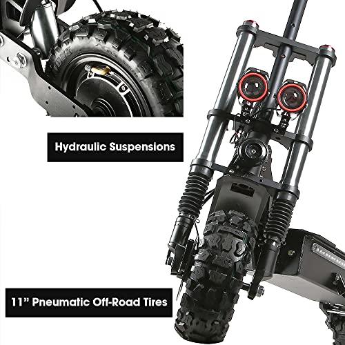 Adults Electric Scooter, Max Speed 50 MPH, 60V5600W High Power Dual Motor,Up to 50Miles Range Battery, 11 Inch Pneumatic Off-Road Tires with Detachable Seat for Daily Commuting, Off-Road