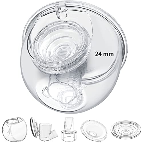 Veoiramc Wearable Breast Pump Parts Accessories Replace Silicone Diaphragm/Duckbill Valve/Collector(180ml)/Linker/Flange, Compatible Suitable S9/S10/S12, Original Part Accessories Replacement(24mm)