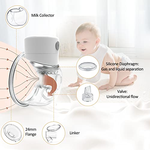 Veoiramc Wearable Breast Pump Parts Accessories Replace Silicone Diaphragm/Duckbill Valve/Collector(180ml)/Linker/Flange, Compatible Suitable S9/S10/S12, Original Part Accessories Replacement(24mm)