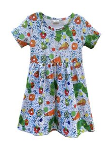 toddler little girls spring summer the very hungry caterpillar baby girl short sleeve dress for 1-8 years (7t) green