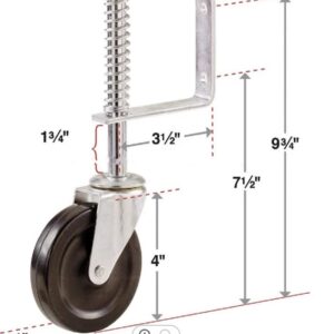 Spring Loaded Gate Caster 4”, Heavy Duty Gate Caster Wheel with Spring Loaded,Universal Mount Pate, 250-500 lbs Load Capacity, 4 Inches Rubber Wheel(Two PCS))