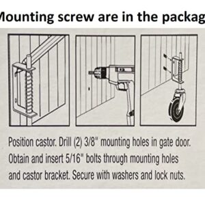 Spring Loaded Gate Caster 4”, Heavy Duty Gate Caster Wheel with Spring Loaded,Universal Mount Pate, 250-500 lbs Load Capacity, 4 Inches Rubber Wheel(Two PCS))