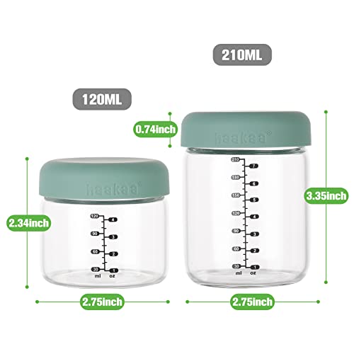 haakaa High Borosilicate Glass Baby Food Storage Jars with Silicone Lid-6 Set,4 oz Baby Food Storage Containers for Freezer&Microwave & Dishwasher Safe