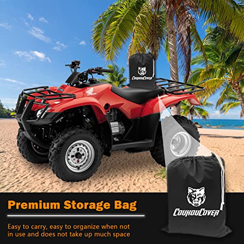 CoukouCover 300D Black Orange Waterproof ATV Cover, All Weather Outdoor ATV ATC Quad Bike Storage Protection ATV Cover (XL 82")