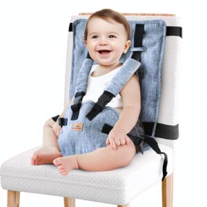 kindersense® harness seat - fabric baby portable high chair for travel - travel high chair seat sack - portable baby seat with safety harness – parent pouch must haves baby travel essential