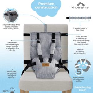 KinderSense® Harness Seat - Fabric Baby Portable High Chair for Travel - Travel High Chair Seat Sack - Portable Baby Seat with Safety Harness – Parent Pouch Must Haves Baby Travel Essential