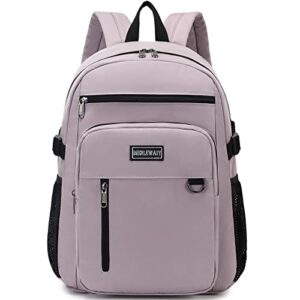 mirlewaiy casual laptop daypack girls travel backpack lightweight school bookbag work bag for high school student water-resistent, pink purple